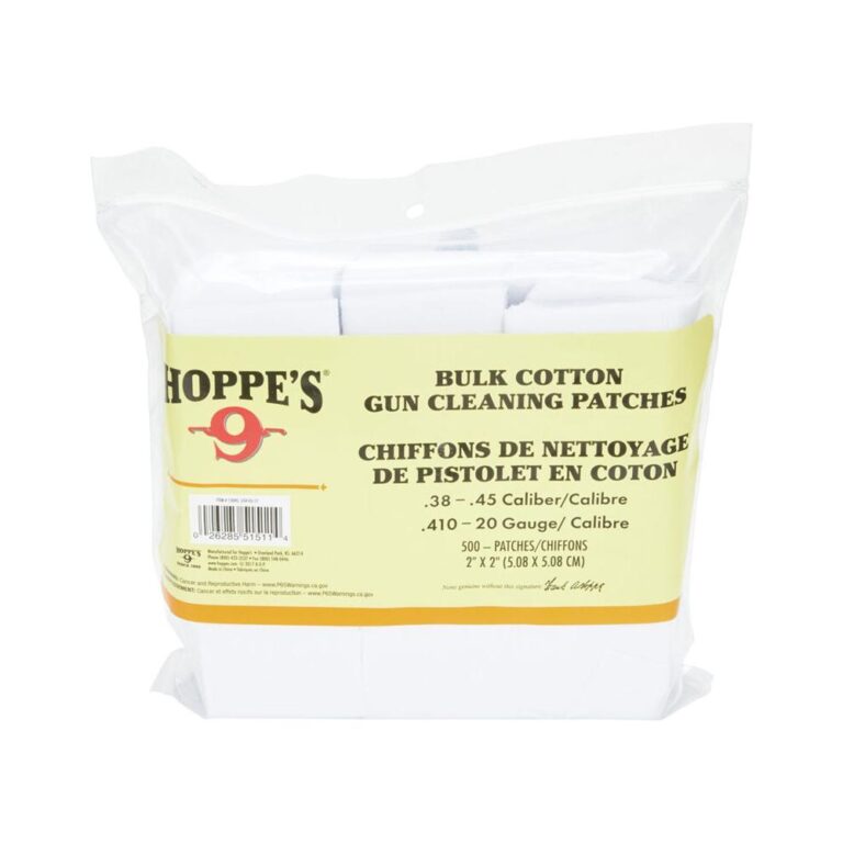 Hoppe's Gun Cleaning Patches .38 cal to .45 cal and .410 ga to 20 ga 500/ct